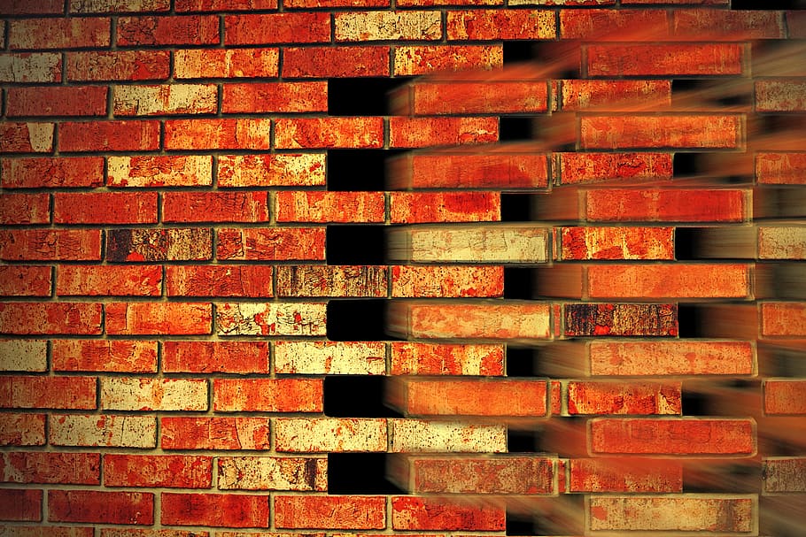 Bricks, Wall, Texture, Perspective, abstract, movement, background HD wallpaper