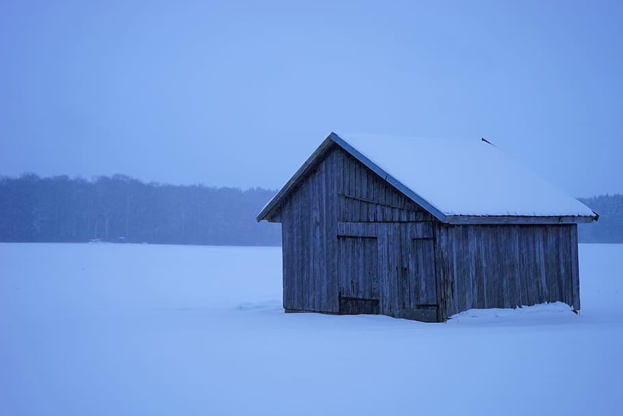 hut, snow, log cabin, scale, wintry, cold, frost, winter, snowy HD wallpaper