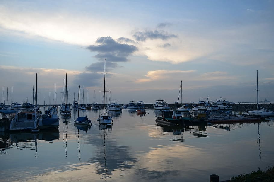 Ocean, Sunset, Nature, Clouds, Landscape, blue, sailing, sailing boat HD wallpaper