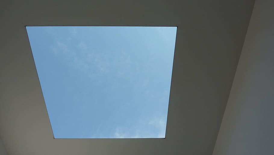 sky, windows, architecture, blue, copy space, low angle view HD wallpaper