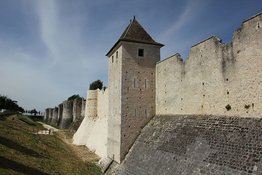 gray and white concrete castle wall at daytime, Provins, Europe, HD wallpaper