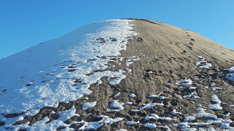 Dune, Snow, Sand, Contrast, Snowy, winter, blue sky, mountain HD wallpaper