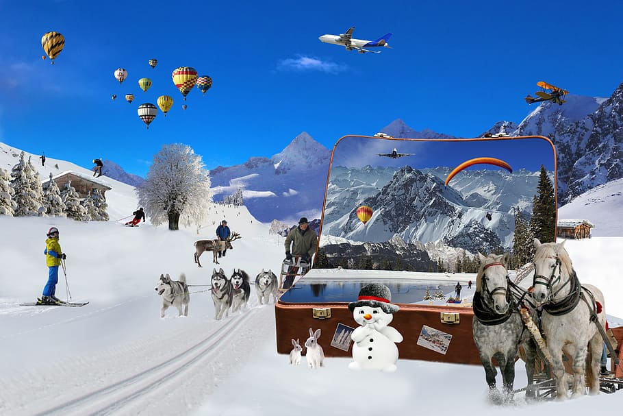 man riding ski, holiday, leisure, snow, winter, cold, mountain, HD wallpaper