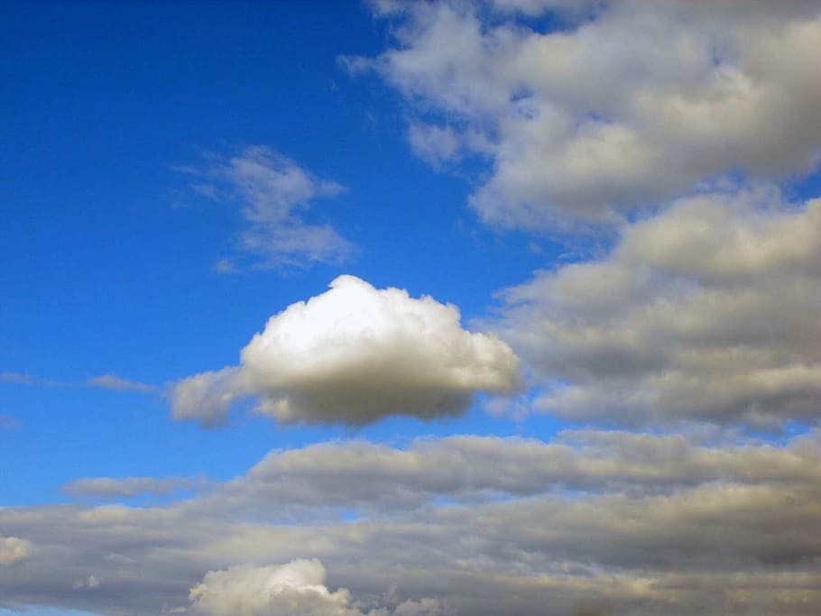 the sky, the clouds, puff, panorama, outdoors, nature, blue HD wallpaper