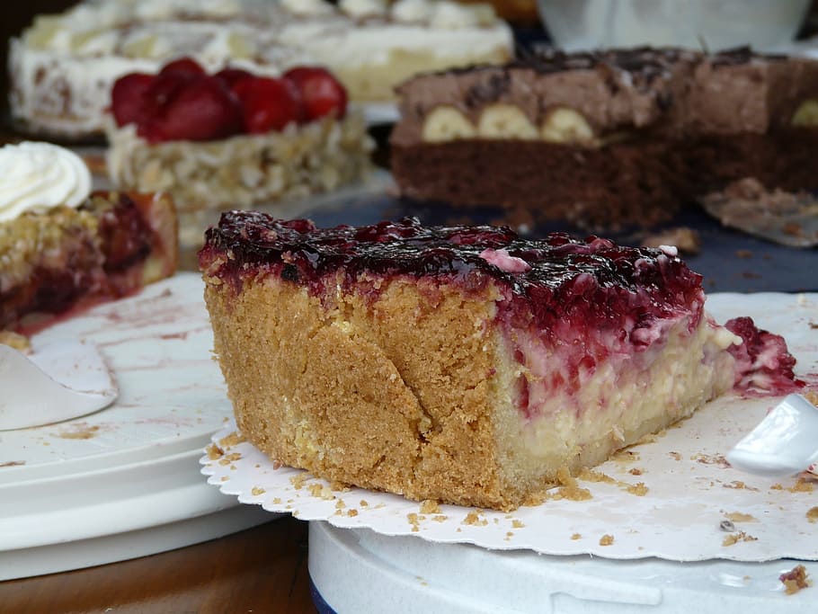 Cake, Buffet, Dessert, Pie, cake buffet, currant cake, träuble cake HD wallpaper