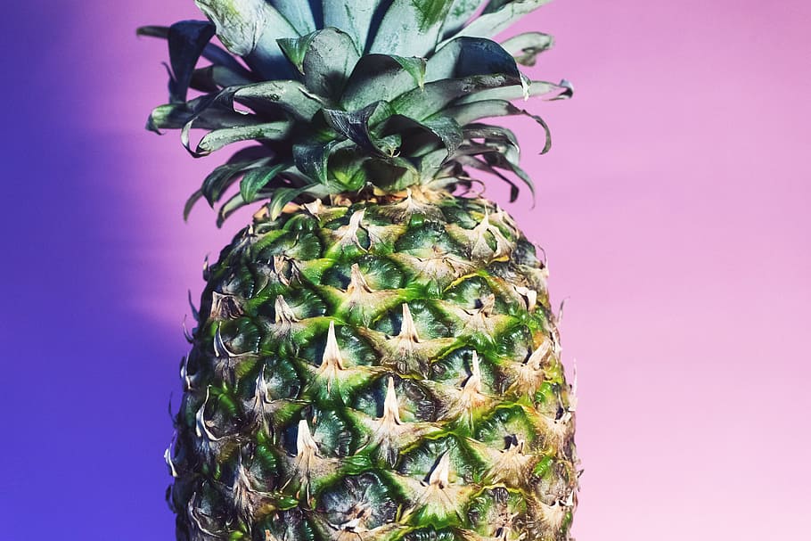 close shot of green pineapple, Pineapple, closeup photography HD wallpaper