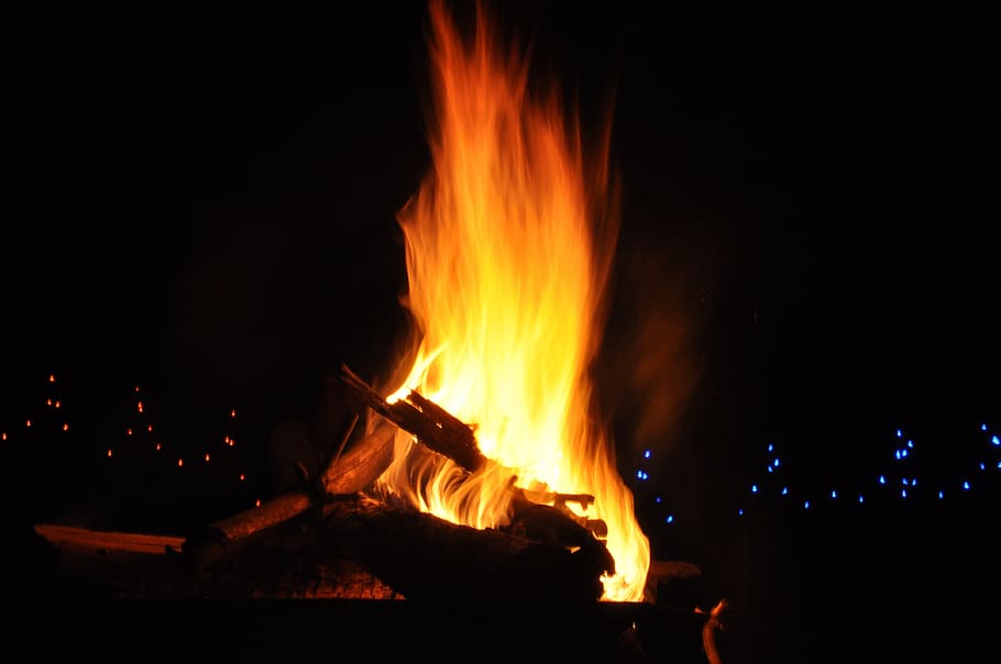 fire taken at nighttime, Fire, Flame, Heat, Campfire, Hot, Burn HD wallpaper
