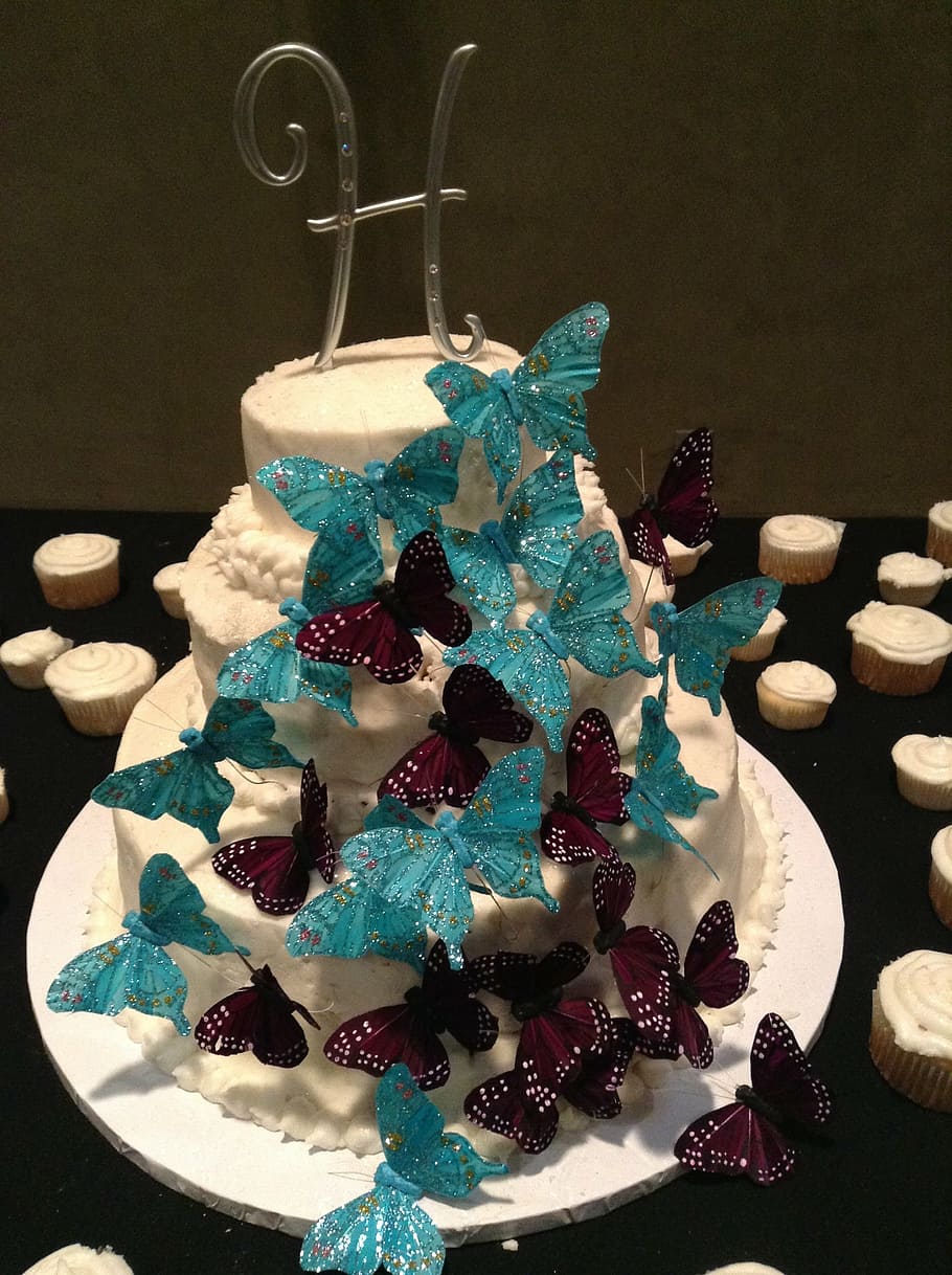 cake decorating, wedding, butterfly, sweet food, indulgence HD wallpaper