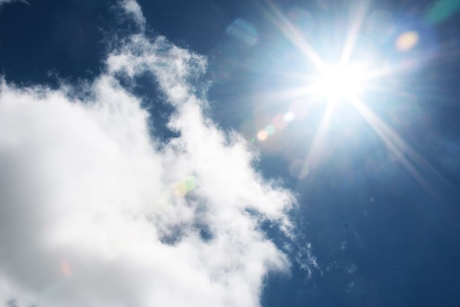 photo of cumulus clouds, sunburst, sky, nature, light, cloudscape HD wallpaper