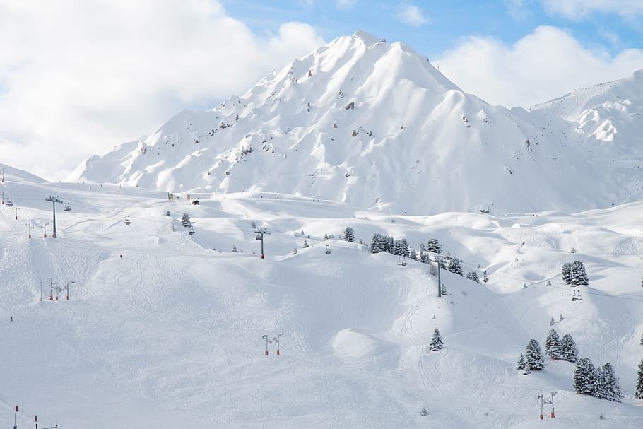 mountain range covered with snow, Alpine, Alps, Cold, Freeze HD wallpaper