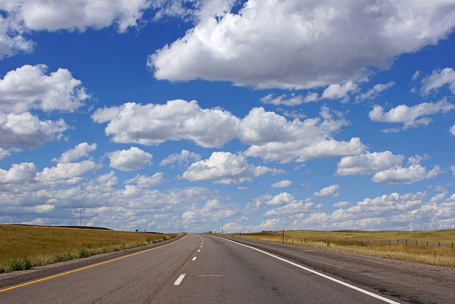 Road, Highway, Clouds, Asphalt, sky, trip, journey, outdoor HD wallpaper