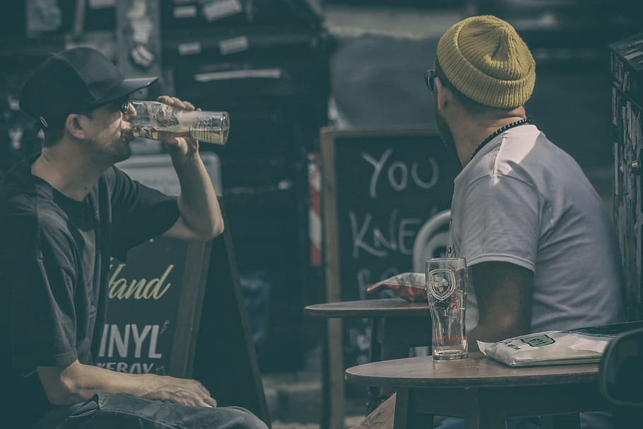 people, men, buddies, sit, chill, chair, table, drink, food and drink HD wallpaper