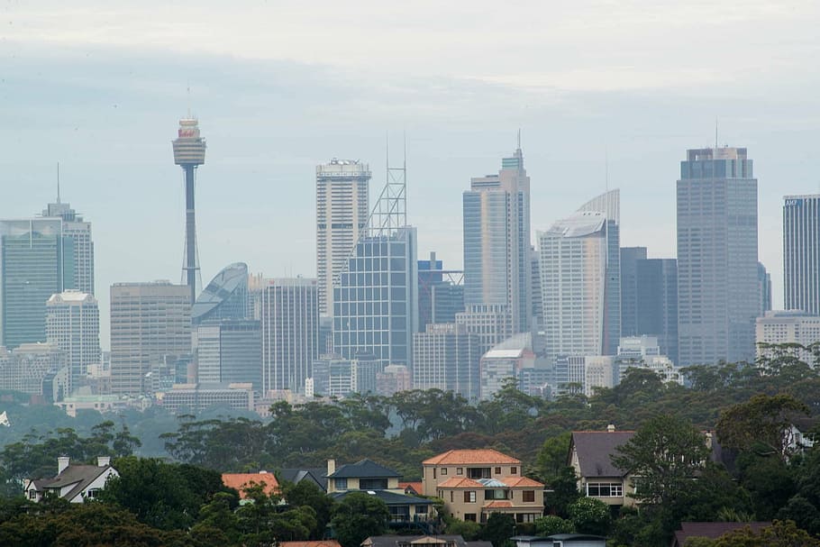 sydney, city, skyline, cityscape, australia, buildings, building exterior, HD wallpaper