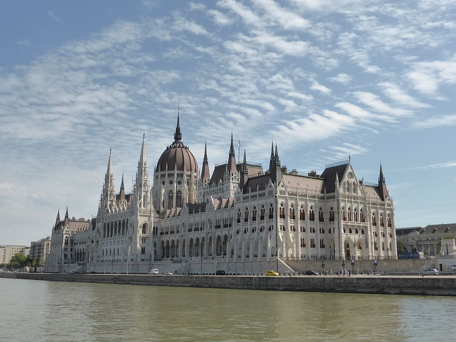 white cathedral near body of water, budapest, parliament, danube HD wallpaper