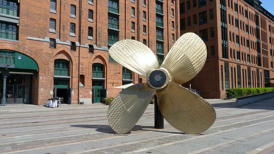 propeller, issued, metal, large, sculpture, hard, architecture HD wallpaper