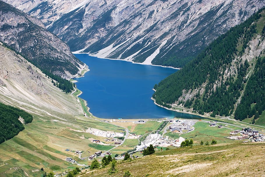 lake, livigno, mountains, italy, alps, scenics - nature, beauty in nature, HD wallpaper