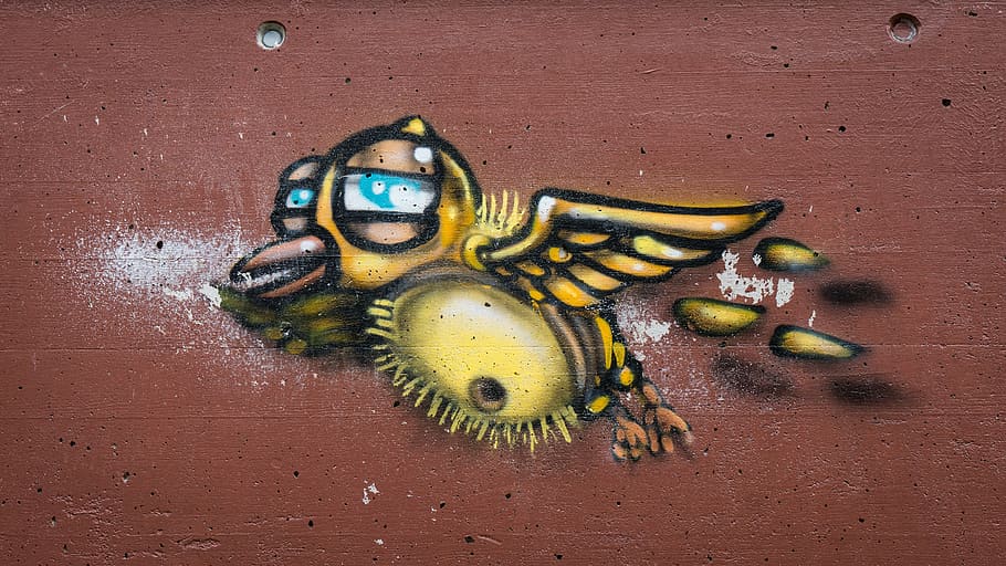 graffiti, decoration, painted, wall, art, figure, bird, drawing HD wallpaper
