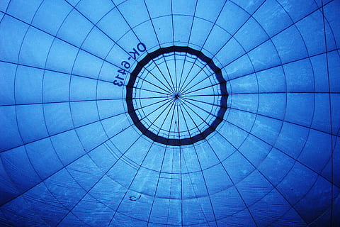 Interior shot captured from the inside of a blue hot air balloon HD wallpaper