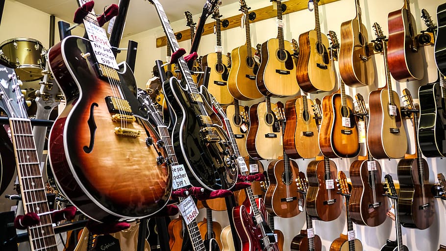 guitar, store, rock, music, musical Instrument, musician, musical Band, HD wallpaper