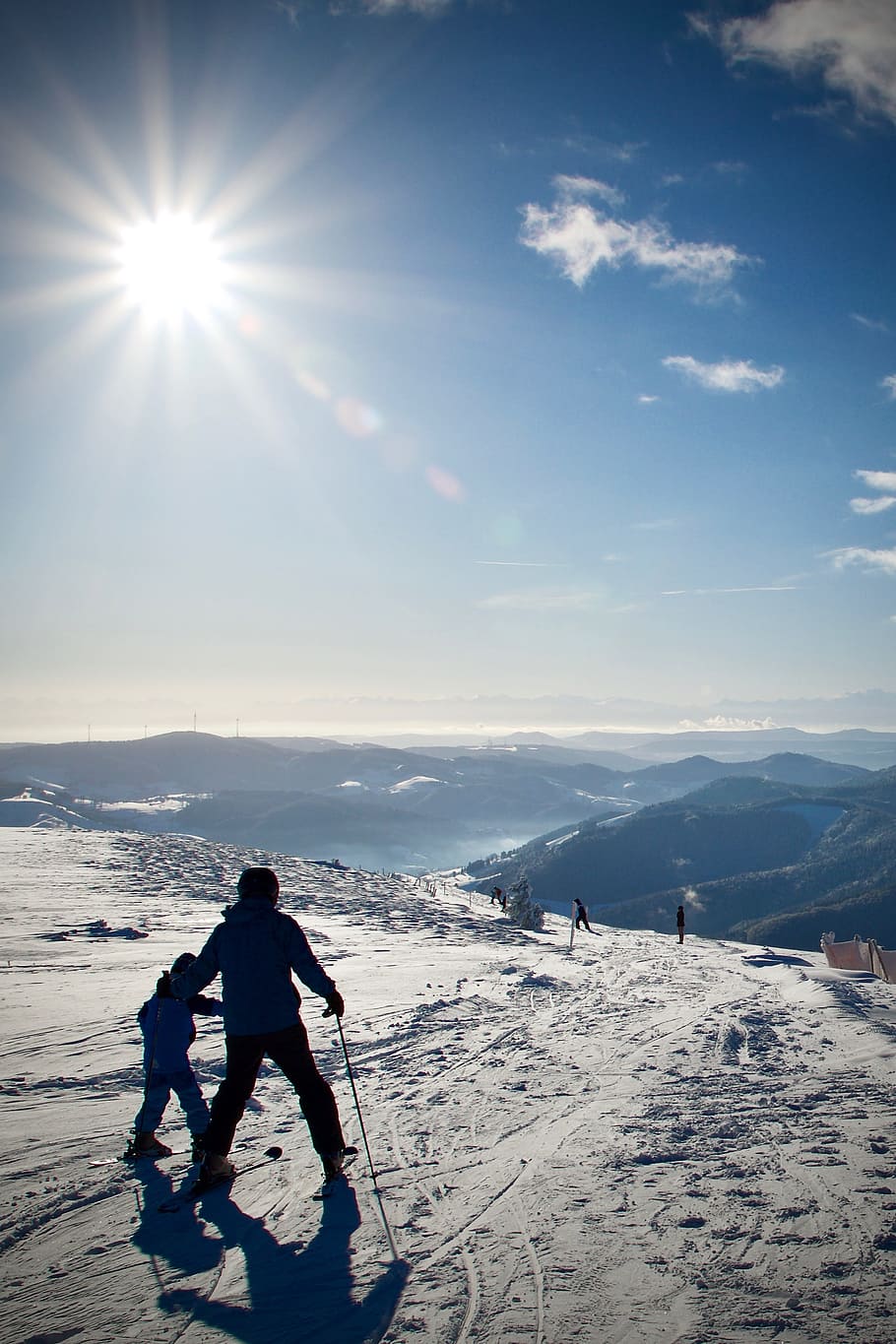 snow, skiing, sky, travel, panorama, sun, schönwetter, winter HD wallpaper