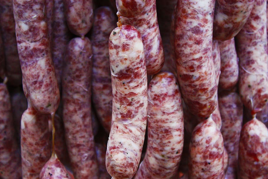 sausage, pork, barbecue, food, meat, uncooked, close up, food and drink