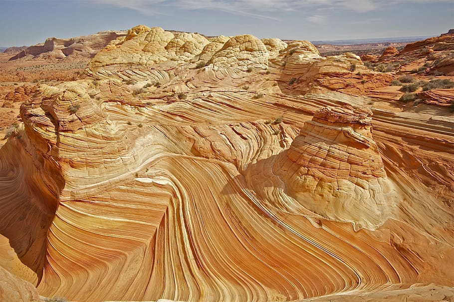 Landscape near The Wave, Arizona/Utah, aerial photography of canyon