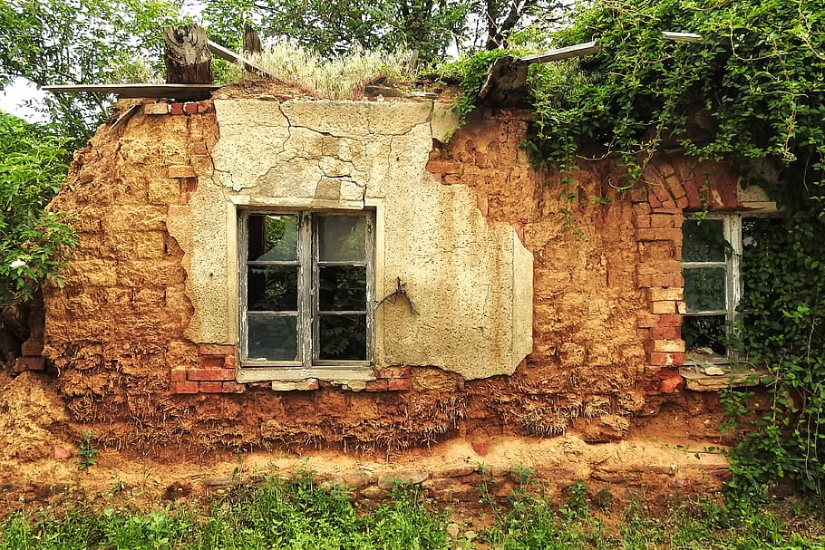 wreck house in forest, ruin, decay, leave, dilapidated, old HD wallpaper