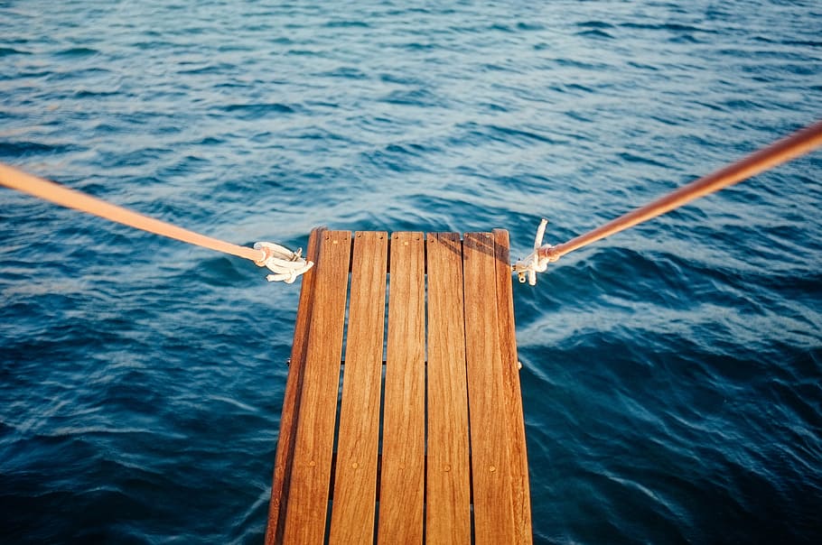 photo of brown wooden board, plank, spring, jumping, swimming HD wallpaper