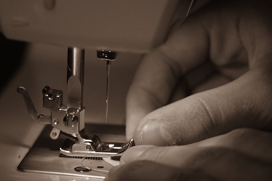 grayscale photo of person using sewing machine, Sewing, Machine HD wallpaper