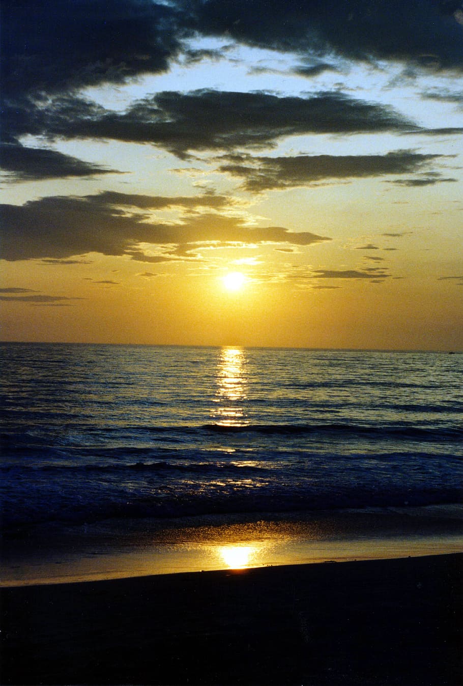 Sunset, Sea, Clouds, Beach, Water, reflection, waves, seascape HD wallpaper
