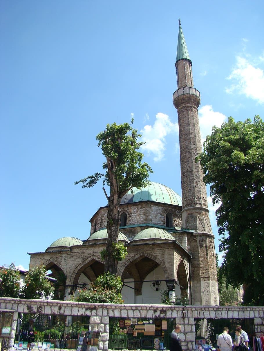 sarajevo, mosque, minaret, architecture, bosnia, built structure