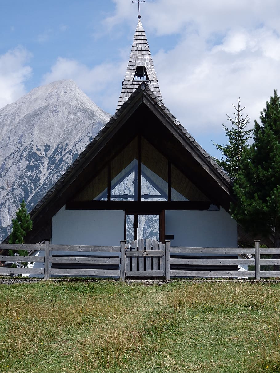 Chapel, Mountain, Nature, cloud - sky, architecture, grass HD wallpaper