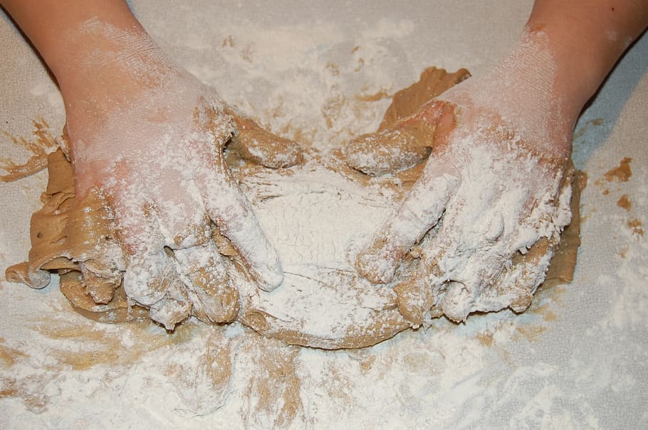 flour, gingerbread, holidays, human body part, one person, human hand HD wallpaper