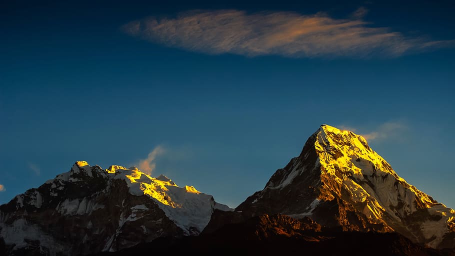 annapurna, himalayas, mountain, nepal, hiking, sky, travel, HD wallpaper