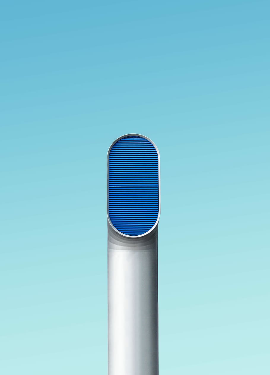 blue and white steel pipe, close view of gray tube illustration HD wallpaper
