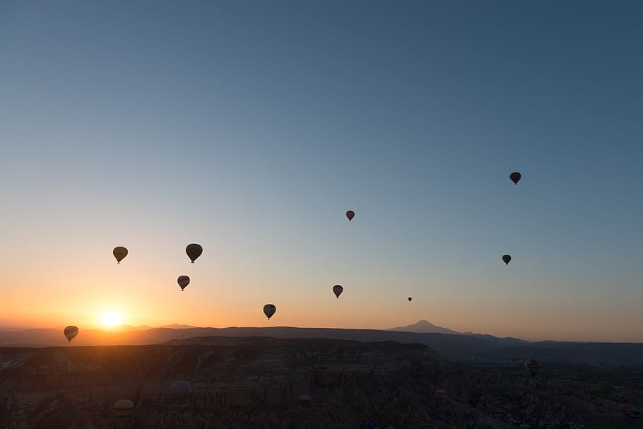 Hot-Air Ballooning, Cappadocia, dawn, kapadokia, baloon, aerostatic globe, HD wallpaper