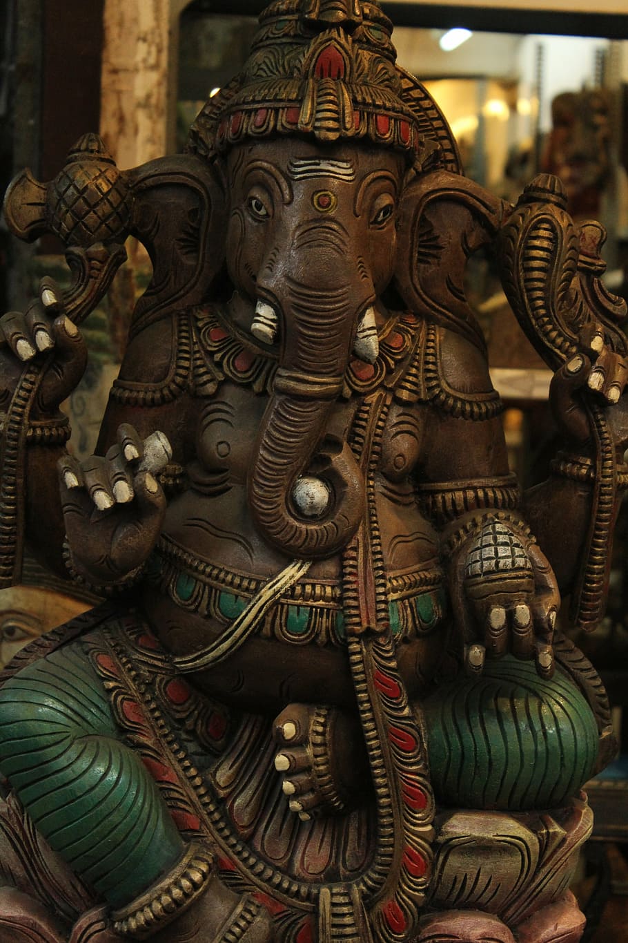 ganesha, elephant, god, hinduism, idol, figure, statue, culture, HD wallpaper