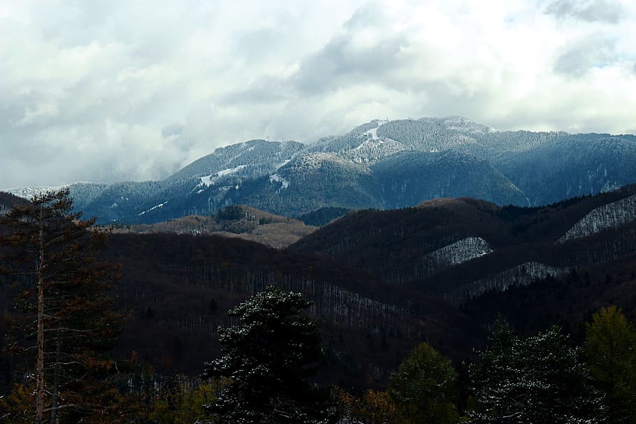mountain, nature, landscape, forest, cloud, romania, autumn HD wallpaper