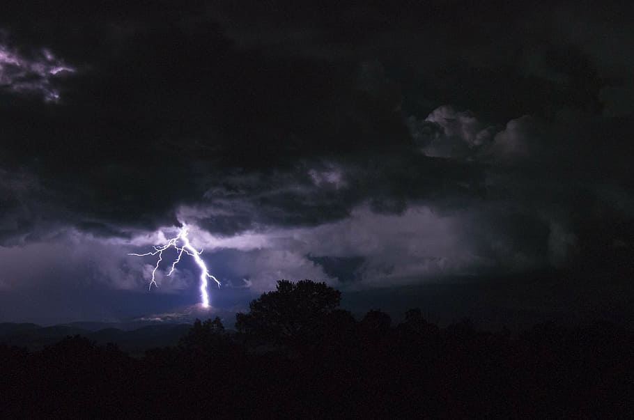 lightning during nightime, thunderstorm, weather, clouds, nature HD wallpaper