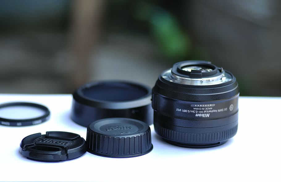 black Nikon camera zoom lens on table, dslr, photo, camera lens, HD wallpaper