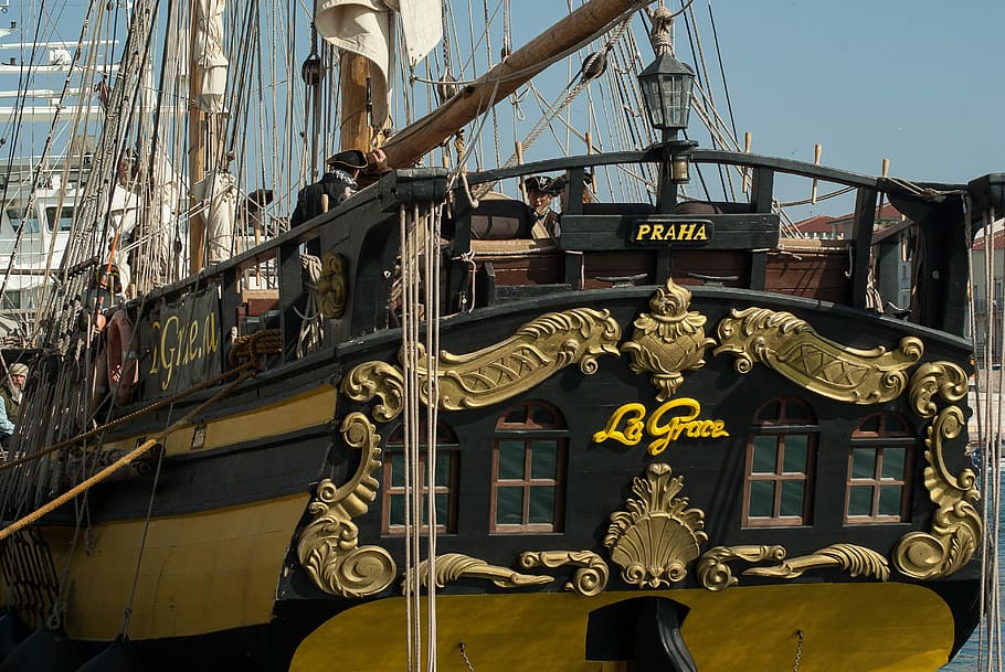 Sailboat, Sails, Navigation, Stern, mats, history, statue, nautical vessel HD wallpaper