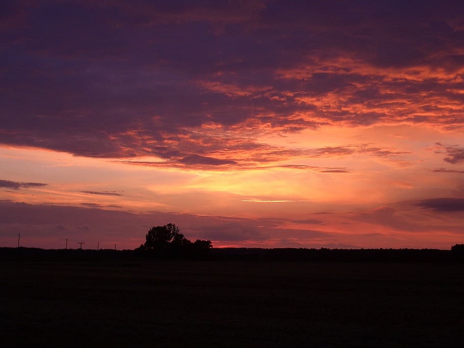 sunset, abendstimmung, light, twilight, nature, dusk, sky, landscape HD wallpaper