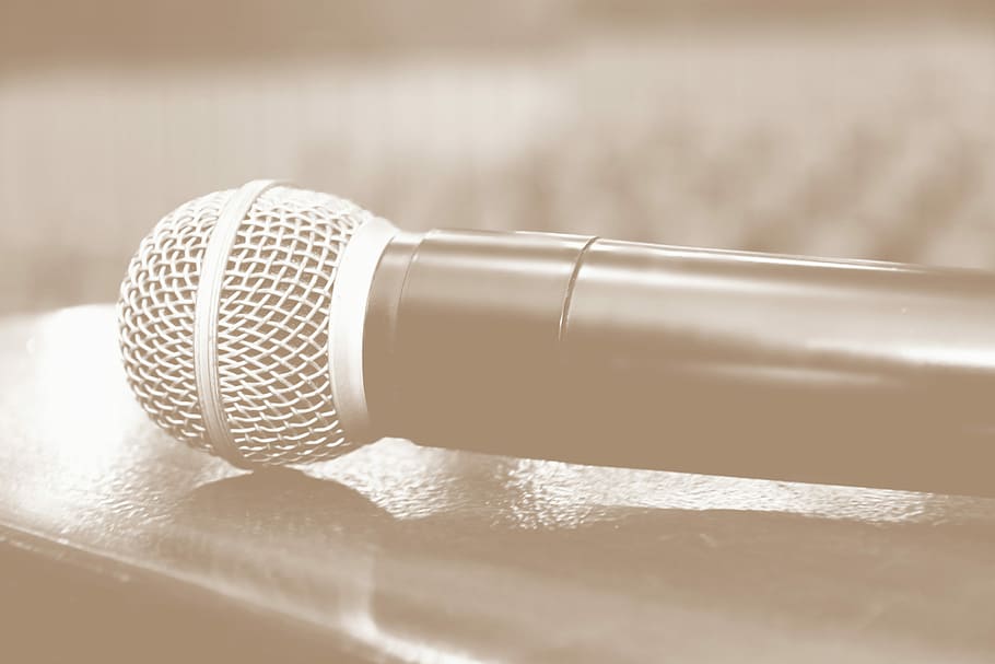 black microphone, Audio, Voice, Auditorium, music, corner, show HD wallpaper