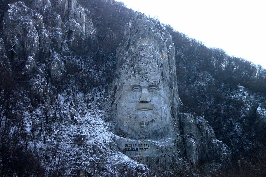 carved, danube, monuments, mountain, mountainside, romania HD wallpaper
