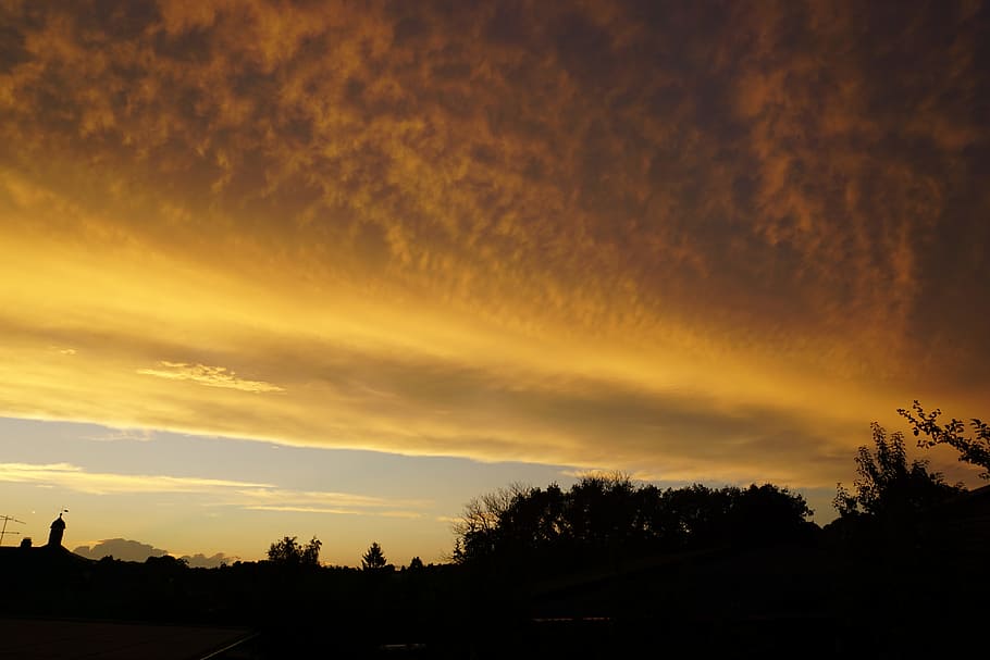 clouds, abendstimmung, evening sky, sunset, silhouette, cloud - sky HD wallpaper