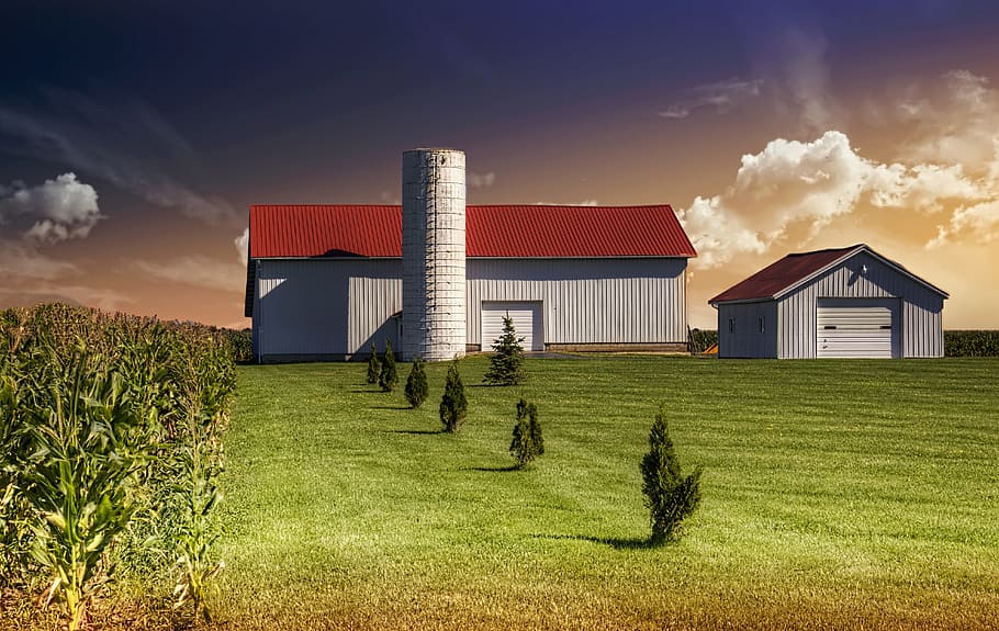 barn, rustic, barns, morning, dawn, sunrise, ohio, digital art HD wallpaper
