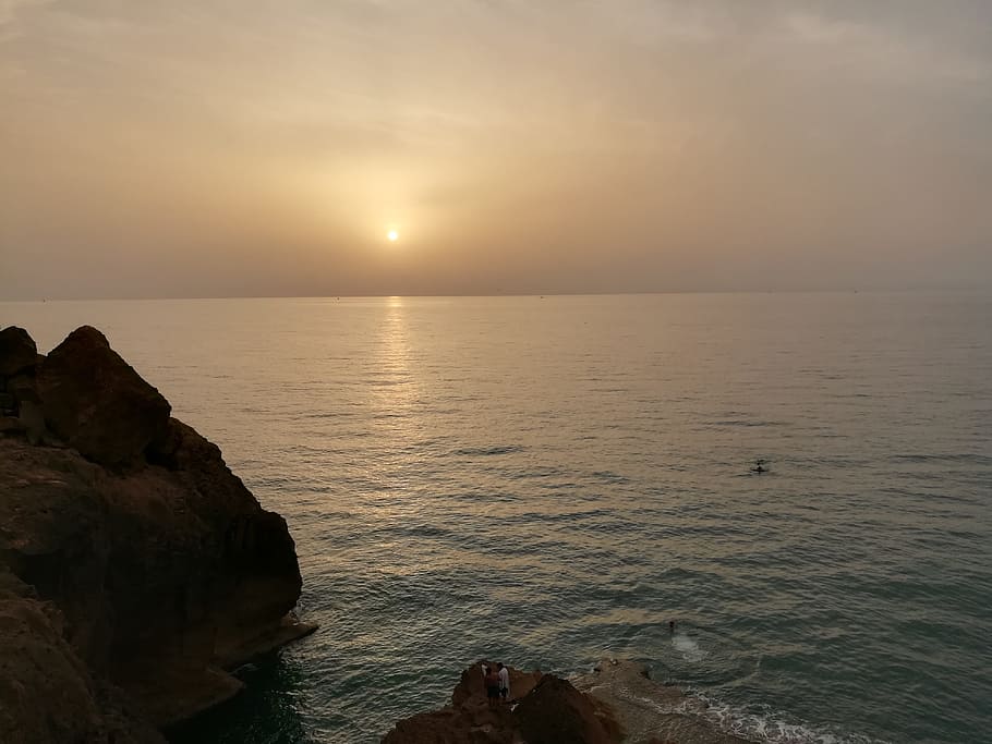 beach, sea, sky, sun, sunset, landscape, nature, algeria, camping HD wallpaper