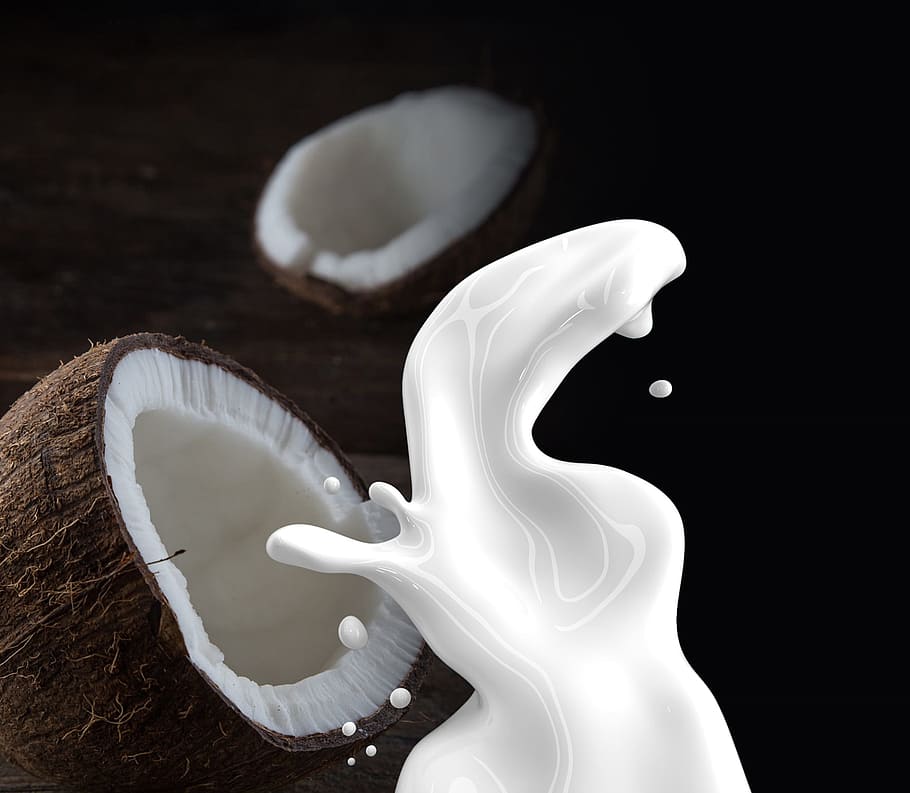 time lapse photography of coconut milk, white, coconut palm, non dairy