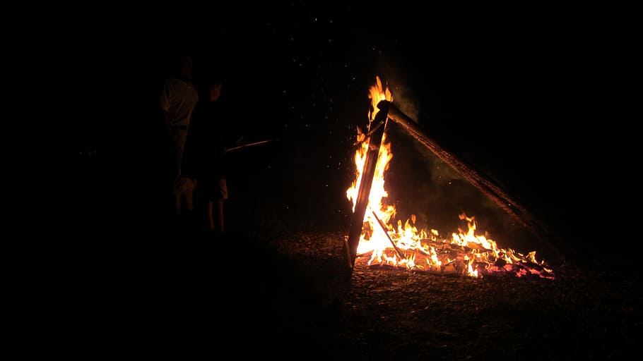 fire, night, dark, black, hot, heat, fun, burning, flame, fire - natural phenomenon HD wallpaper