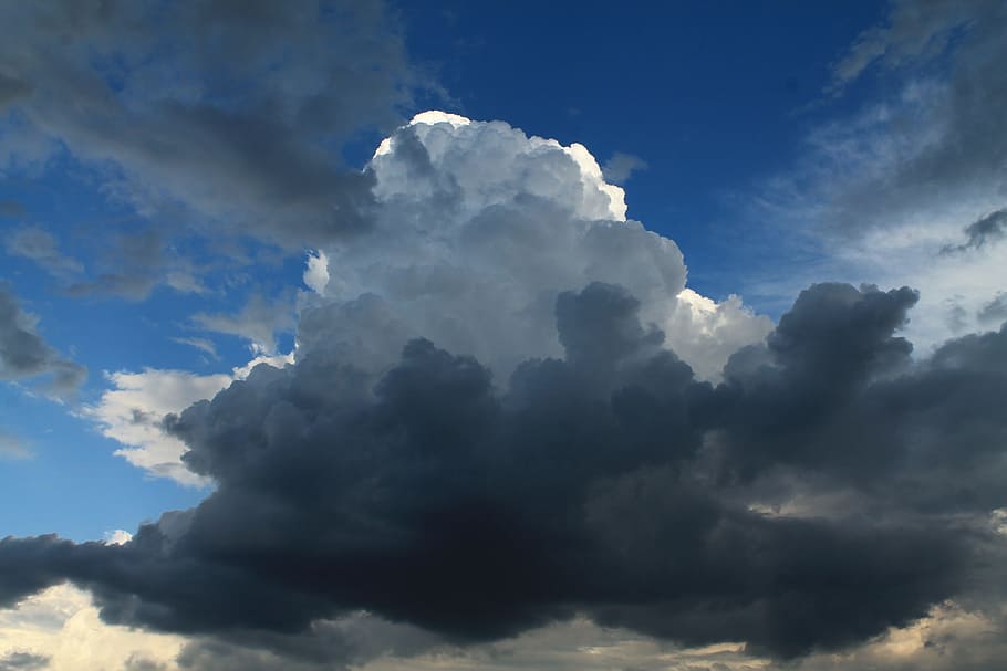 cloudy sky, clouds, blue sky, nature, lights, cloud - sky, cloudscape HD wallpaper